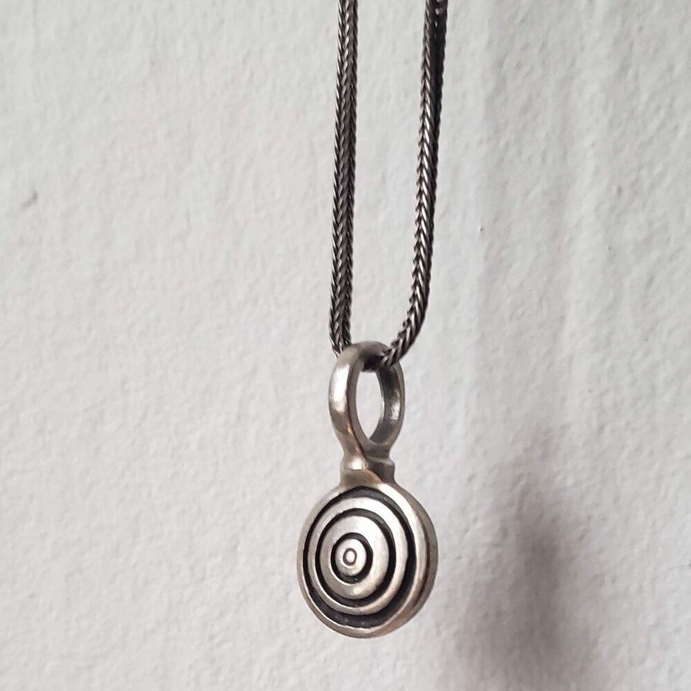 LISA JENKS Long Sterling Silver 925 Chain Pendant Necklace Rare Vintage 1990s